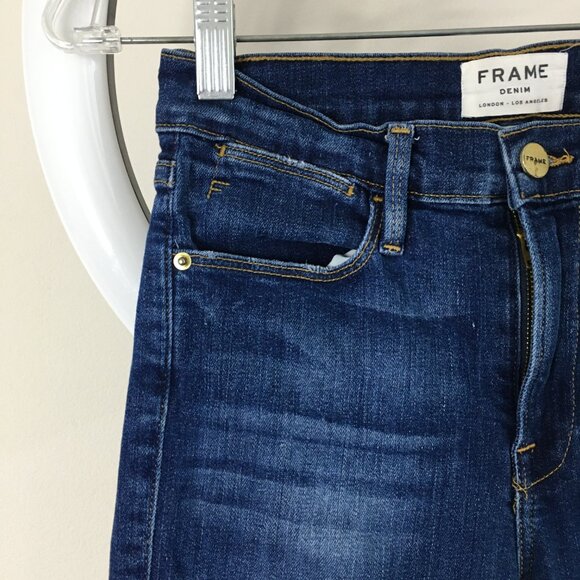 FRAME York Wash 5 Pocket Logo Hardware Le High Rise Waist Slim Fit Skinny Jeans - Picture 6 of 12